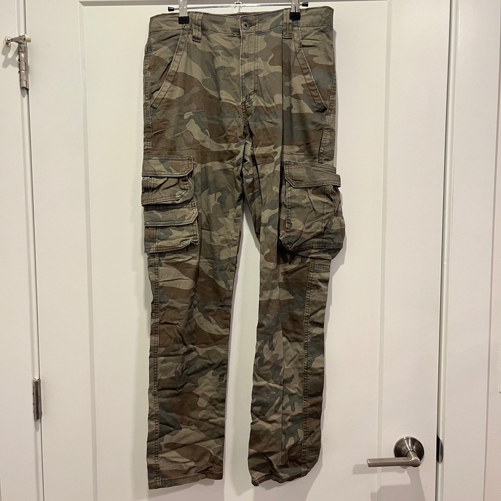 Wrangler Mens Regular Taper Cargo Pants Camo Green Brown 30x32‎ 112326274